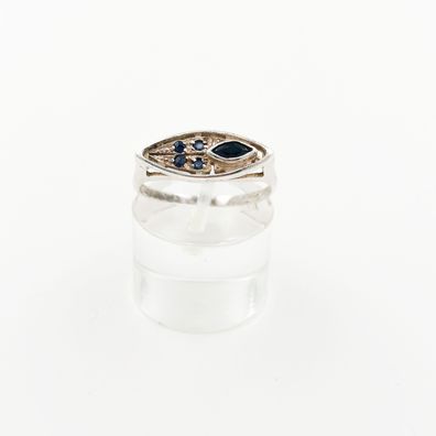 Vintage Ring aus 835er Silber mit Saphie - Gr 55 EU