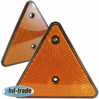 2x Reflektor Dreieck Rückstrahl orange Katzenauge Anhänger LKW E-Prüfzeichen R3