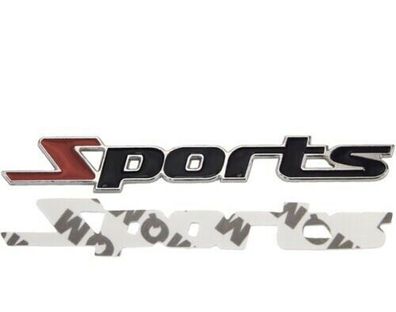 3D Metall Chrom SPORTS Tuning Sport Aufkleber Emblem Logo Schriftzug schwarz rot