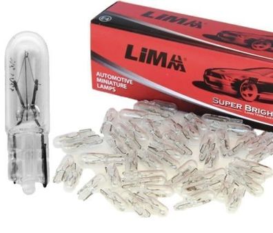 50x T5 Miniatur Tacho Lampe LIMA 1,2Watt Glühbirne Angebot Glassockel w1.2w