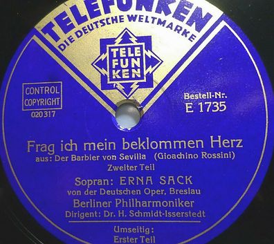 ERNA SACK "Frag ich mein beklommen Herz - Der Barbier von Sevilla" Telefunken