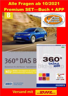 Fahrschule Lehrbuch B Auto + App Degener 360 das Buch online Fragebogen Premium Set