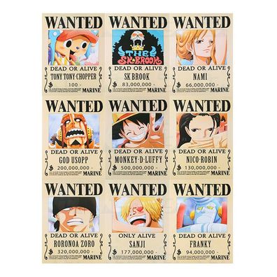 One Piece Wanted Steckbriefe Poster Set - 11 / 9 Stück - 42x29 / 21x14,5cm - NEU