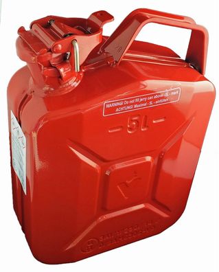 Stahlblech-Benzinkanister 5 Liter Rot RAL 3002 Art. 10195