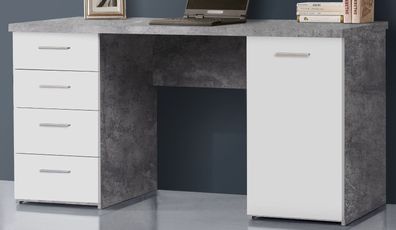 Schreibtisch Net in Beton Design grau und weiß 145 x 76 cm