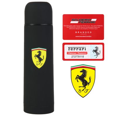 Scuderia Ferrari Thermoskanne IsolierKanne Flasche aus Edelstahl 0,5 l Schwarz