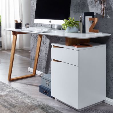 Wohnling Schreibtisch 140 cm Skandinavisch Bürotisch Weiß Computertisch Tisch