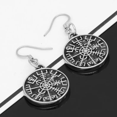 Ohrhänger Edelstahl Vegvisir Wikinger Kompass Vikings 2 Stück Blitzversand