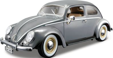 Bburago 18-12029G - Modellauto Volkswagen Käfer-Beetle 1955 (grau, Maßstab 1:18)