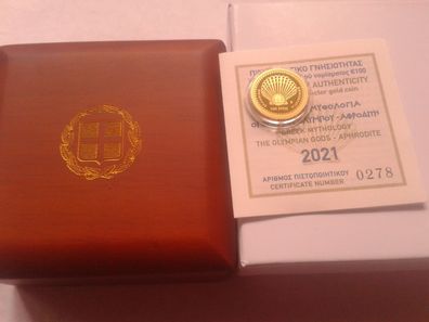 100 euro 2021 PP Griechenland Göttin Aphrodite 3,89g Gold in Schatulle mit Zertifikat