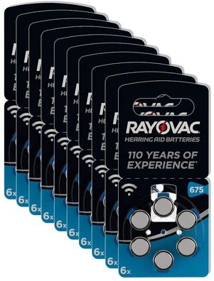 60x Rayovac PR44 Lithium Knopfzellen Hörgerätebatterie Gr.675 Batterien 0,24€/ st