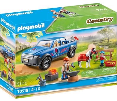 Playmobil 70518 Country Mobiler Hufschmied Reiterhof Pferde Pony SpielzeugSet