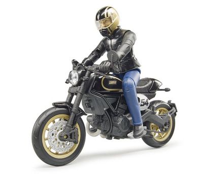 Bruder 63050 Scrambler Ducati Cafe Racer mit Fahrer Motorrad Modell Spielzeug