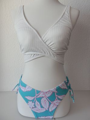 Cupshe Wickeln Bikini Set mit Tunnelzug und Blumenprint Gr. L neu