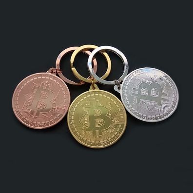 Bitcoin Schlüsselanhänger Gold / Silber / Bronze mit Schlüsselring NEU