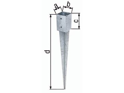 GAH 211318 Einschlagbodenhülse a101xb101xc150xd900mm Stahl roh feuerverzinkt