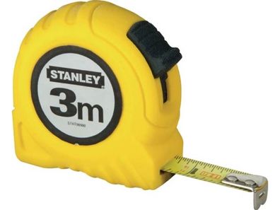 Stanley 1-30-487 Taschenrollbandmaß Länge 3 m Breite 12,7 mm mm/ cm EG II Kunsts