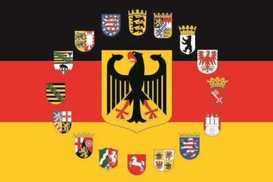 Aufkleber Fahne Flagge Deutschland Adler 16 BL Wappen in verschiedene Größen