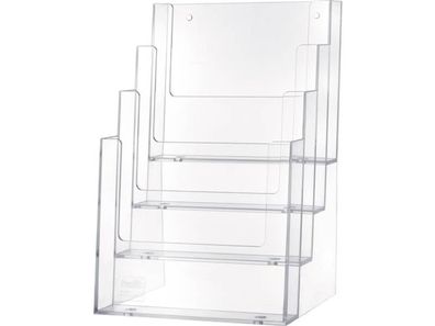 HELIT H23522- 02 Tischprospekthalter 4 x DIN A5 hoch Kunststoff transparent fre