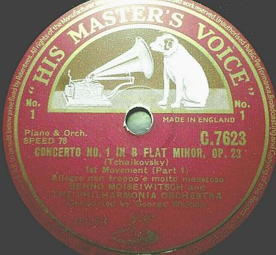 Benno Moiseiwitsch "Concerto No. 1 In B-Flat Minor Op. 23 - Tschaikovsky" 5 x 78rpm