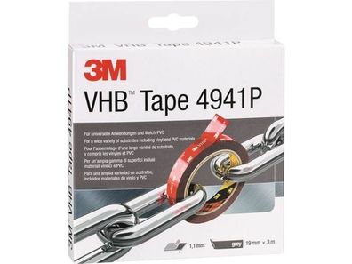 3M 4941193 Montageband VHB Tape 4941F Länge 3 m Breite 19 mm grau