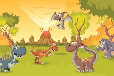 Muralo Selbstklebende Fototapeten XXL Dinosaurier Zeichentrickfilm 2387