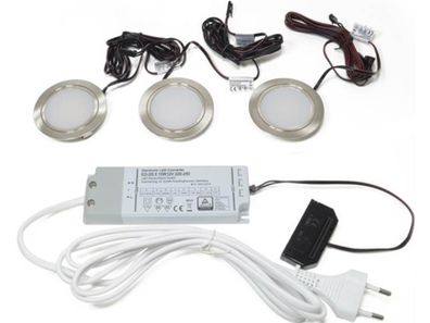 L&S 2000013 LED-Leuchtenset Chip 58 Edelstahl 12 V 12 W warmweiß