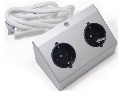 L&S 2000466 Doppelsteckdose Aluminium 230 V AC 135 mm