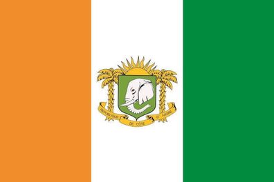 Aufkleber Fahne Flagge Elfenbeinküste mit Wappen in verschiedene Größen