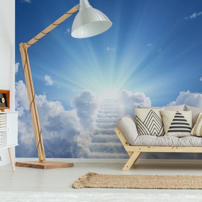Muralo Selbstklebende Fototapeten XXL Flur Himmel Wolken Treppen 3509