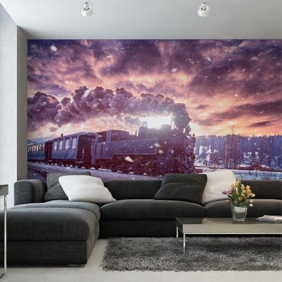 Muralo Selbstklebende Fototapeten XXL Garage Lokomotive Schnee 3D 3863