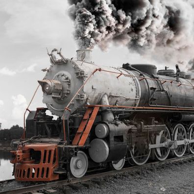 Muralo Selbstklebende Fototapeten XXL Dampflokomotive Landschaft 3D 3882
