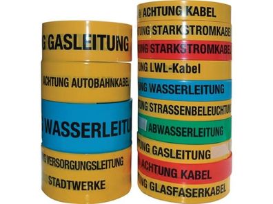 Multicoll 15 015 040 250 01 0005 Trassenwarnband Aufdruck Achtung Gasleitung Br