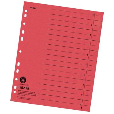 10 FALKEN Trennblätter Registerblätter rot Ordnen und Abheften mit System