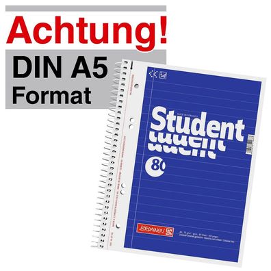 Brunnen Collegeblöcke Student A5 liniert - Abreißhilfe - Rand - Heft Schreibblock