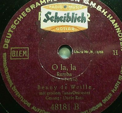 DORLE RATH & HEINZ WOEZEL "O la, la / O Donna Juanita" Polydor 1949 78rpm 10"