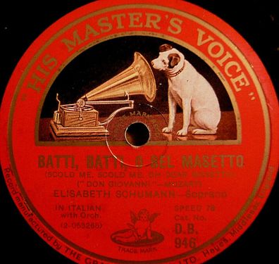 Elisabeth Schumann "Batti, Batti, O Bel Masetto / Voi Che Sapete" HMV 1926 78rpm