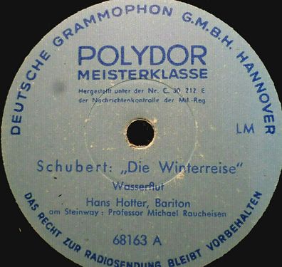 Hans Hotter & Michael Raucheisen "Schubert "Die Winterreise" Polydor 1942 4x