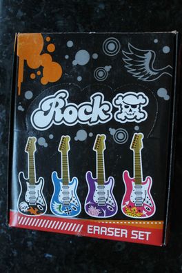 Radiergummi; Radiererset Gitarre; schwarz; Set mit 2 Radiergummi, Geschenkpackung