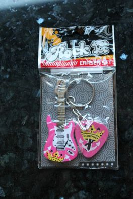 Radiergummi; Radiererset Gitarre; pink; Set mit 2 Radiergummi, Geschenkpackung, lesen