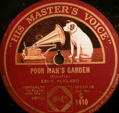 Essie Ackland "Poor Man´s Garden / Love´s Old Sweet Song" HMV 1926 78rpm 12"
