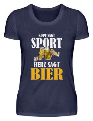 Kopf sagt sport herz sagt bier - Damen Premiumshirt