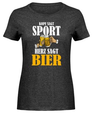 Kopf sagt sport herz sagt bier - Damen Melange Shirt