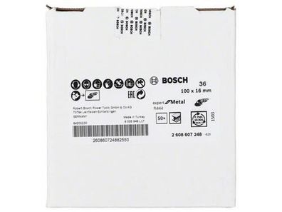 Bosch Fiberschleifscheibe R444, Expert for Metal 100 mm, 16 mm, 36