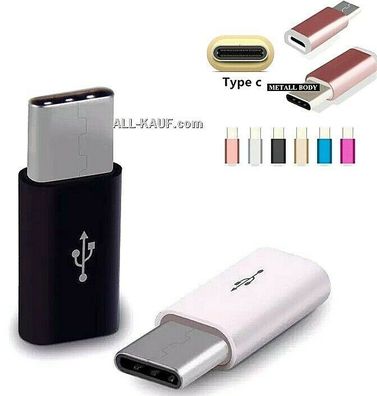 Adapter Micro USB auf USB C Typ-C Stecker USB 2.0 Typ B zu USB 3.1 Typ C