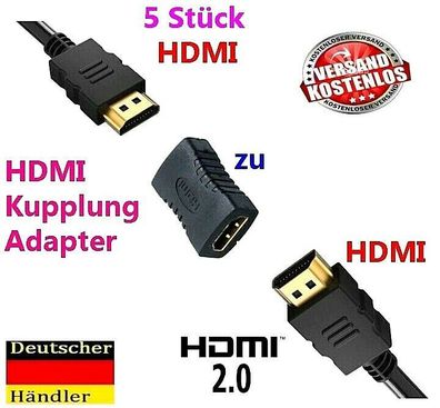 5x HDMI Kupplung Adapter Verbinder HDMI 2.0 - 3D 4K UHD HDCP Full HD Manhattan
