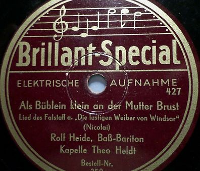 Franz Baumann / ROLF HEIDE "Es war einmal / Als Büblein klein..." Brillant 78rpm