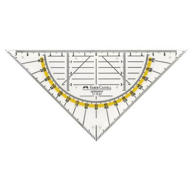 Faber Castell Geodreieck mit Winkelmesser, gegenläufige Grad-Skala, Tuschekante 14 cm