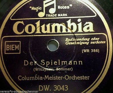 Columbia-Meister-Orchester "Grün ist die Heide / Der Spielmann" Columbia 78rpm