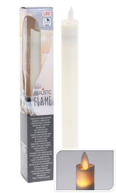 Stabkerze LED 23 cm - Realistic Flame - mit Timer